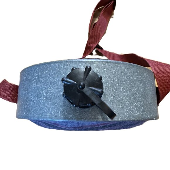 Vintage Round Striped Fleece Metal & Plastic Canteen, Long Strap, Retro Gear - Picture 4 of 10